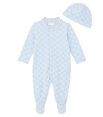 Baby GG cotton bodysuit and beanie | Gucci Kids