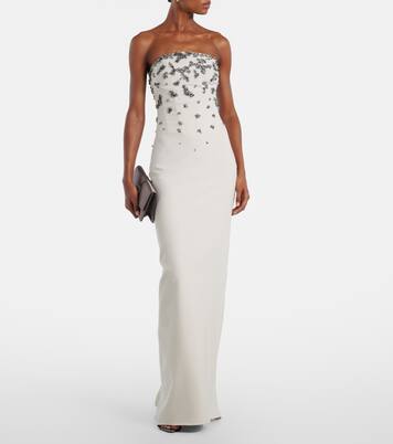 Vestido de fiesta sin tirantes adornado | Marmar Halim