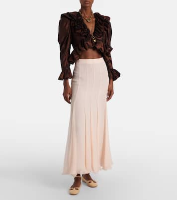 Pleated silk muslin maxi skirt  | Chloé