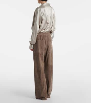 Suede wide-leg pants | Brunello Cucinelli