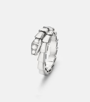 Anello Serpenti Viper in oro bianco 18kt con diamanti | Bvlgari