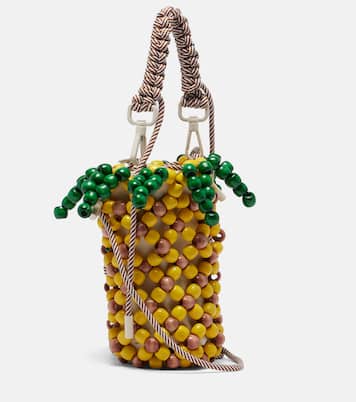 Pineapple Mini beaded top-handle bag | Alémais