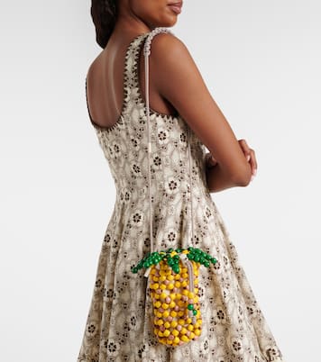 Pineapple Mini beaded top-handle bag | Alémais