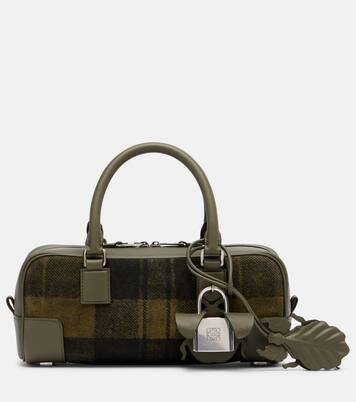 Amazona 23 leather-trimmed tartan tote bag | Loewe