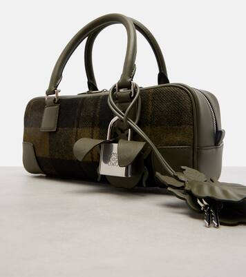 Amazona 23 leather-trimmed tartan tote bag | Loewe