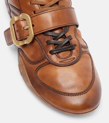 Logo leather sneakers | Miu Miu
