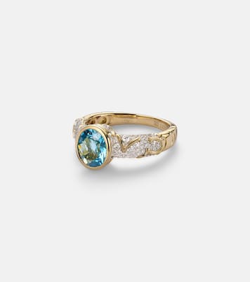 Ondine 18kt gold ring with topaz and diamonds | Marina B