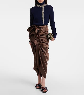 Draped silk-blend satin midi skirt | Dries Van Noten