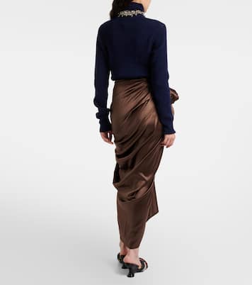 Draped silk-blend satin midi skirt | Dries Van Noten