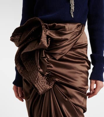 Draped silk-blend satin midi skirt | Dries Van Noten