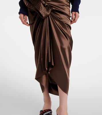 Draped silk-blend satin midi skirt | Dries Van Noten