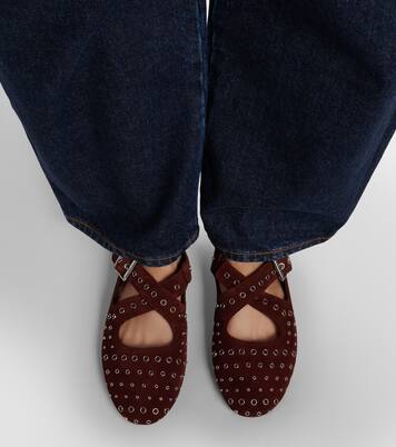 Embellished suede ballet flats | Alaïa