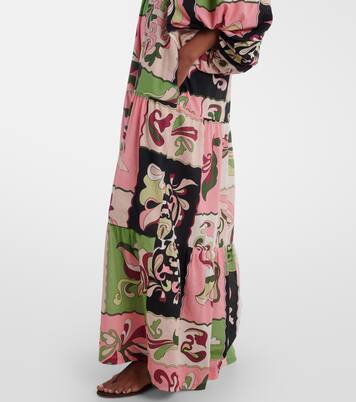 Printed off-shoulder cotton maxi dress | Adriana Degreas