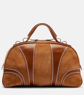 Leather-trimmed suede top-handle bag | Dries Van Noten
