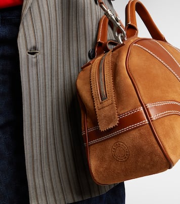 Leather-trimmed suede top-handle bag | Dries Van Noten