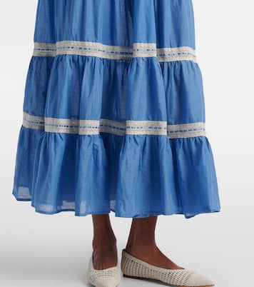 Aubrie lace-trimmed cotton voile midi dress | Rixo