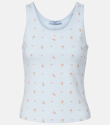 Floral cotton-blend tank top | Prada