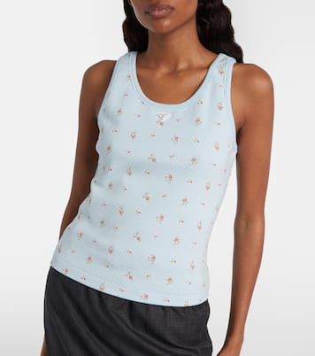 Floral cotton-blend tank top | Prada