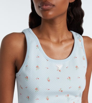 Floral cotton-blend tank top | Prada