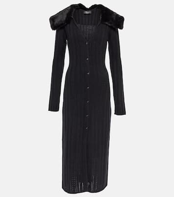 Faux fur-trimmed wool-blend dress | Blumarine