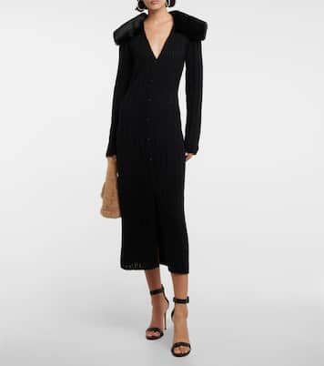 Faux fur-trimmed wool-blend dress | Blumarine