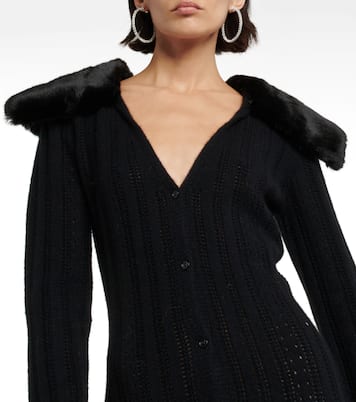 Faux fur-trimmed wool-blend dress | Blumarine