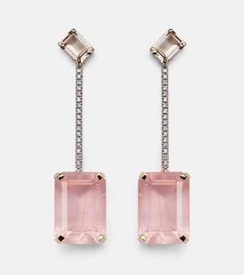 Boucles d’oreilles en or 14 ct, morganite, quartz et diamants | Mateo