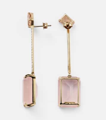 Boucles d’oreilles en or 14 ct, morganite, quartz et diamants | Mateo