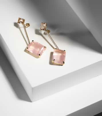 Boucles d’oreilles en or 14 ct, morganite, quartz et diamants | Mateo