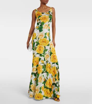 Abito lungo a pieghe con stampa | Dolce&Gabbana