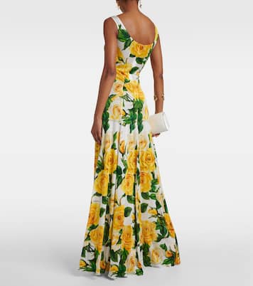 Abito lungo a pieghe con stampa | Dolce&Gabbana