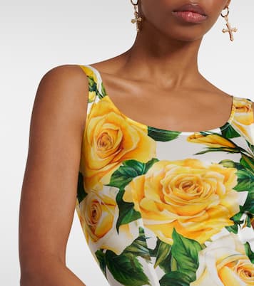 Abito lungo a pieghe con stampa | Dolce&Gabbana