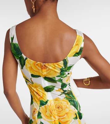 Abito lungo a pieghe con stampa | Dolce&Gabbana