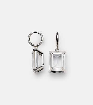 Orecchini in oro bianco 18kt con diamanti e topazio | Ileana Makri