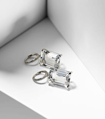 Orecchini in oro bianco 18kt con diamanti e topazio | Ileana Makri