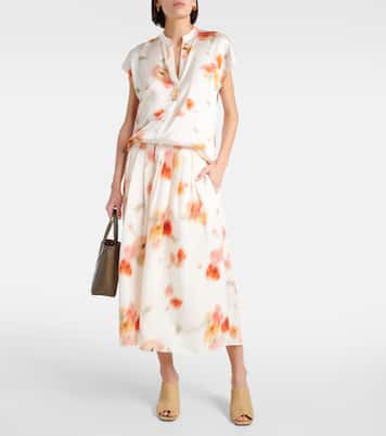 Gonna midi arricciata con stampa | Vince