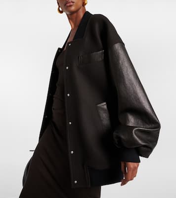 Veste bomber Spencer en laine mélangée et cuir | Khaite