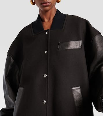 Veste bomber Spencer en laine mélangée et cuir | Khaite