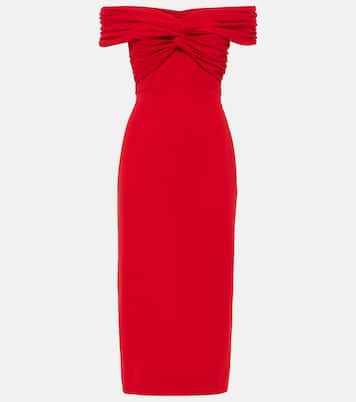 Off-shoulder crêpe midi dress | Self-Portrait