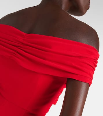Off-shoulder crêpe midi dress | Self-Portrait
