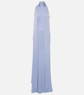 Scarf-detail halterneck satin gown | Alex Perry