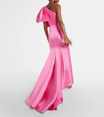 Priya bow-detail draped satin gown | Solace London
