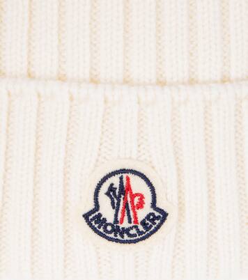Logo faux fur-trimmed virgin wool beanie | Moncler Enfant