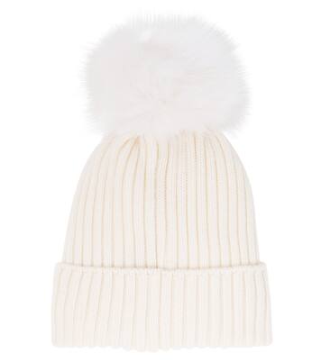 Logo faux fur-trimmed virgin wool beanie | Moncler Enfant