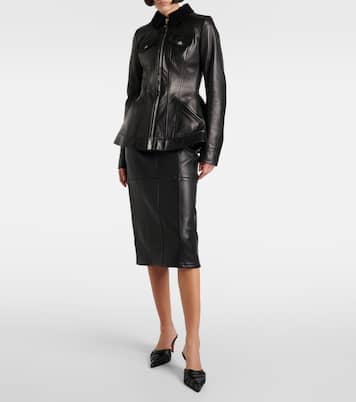 Giacca in pelle con velluto a coste | McQueen