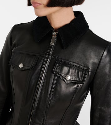Giacca in pelle con velluto a coste | McQueen