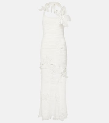 Vestido largo de croché de algodón | Oscar de la Renta