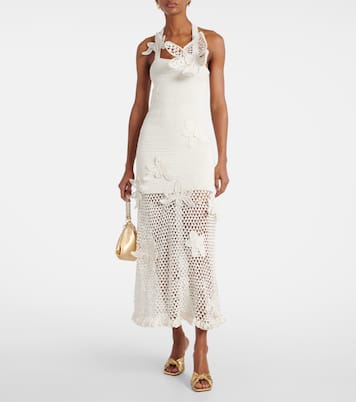 Crochet cotton maxi dress in white - Oscar De La Renta
