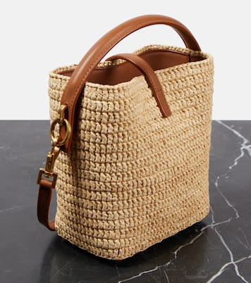Secchiello Le 37 Mini in rafia con pelle | Saint Laurent