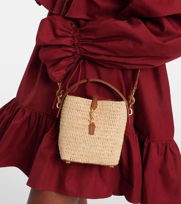 Secchiello Le 37 Mini in rafia con pelle | Saint Laurent